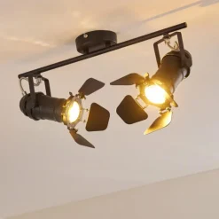 hofstein Spots Et Projecteurs|Plafonnier Lichinga Noir, 2 lumières