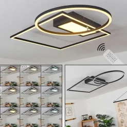 hofstein Éclairage Led|Plafonnier Loftheim LED Chrome, Noir, Blanc, 1 lumière, Télécommandes