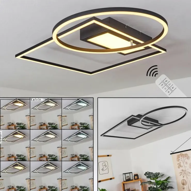 hofstein Éclairage Led|Plafonnier Loftheim LED Chrome, Noir, Blanc, 1 lumière, Télécommandes