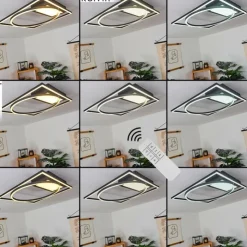 hofstein Éclairage Led|Plafonnier Loftheim LED Chrome, Noir, Blanc, 1 lumière, Télécommandes