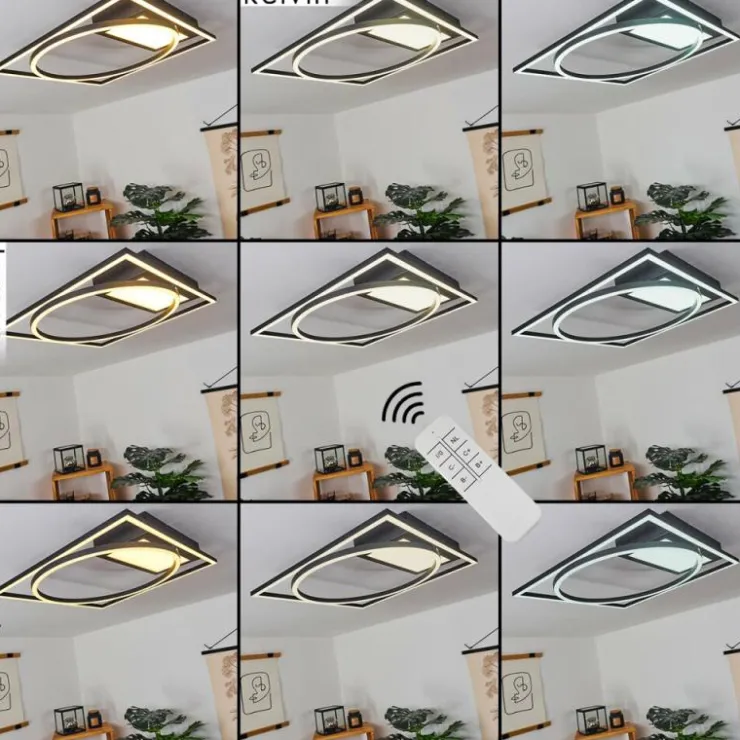 hofstein Éclairage Led|Plafonnier Loftheim LED Chrome, Noir, Blanc, 1 lumière, Télécommandes