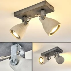 hofstein Spots Et Projecteurs|Plafonnier Lomma Gris, 2 lumières
