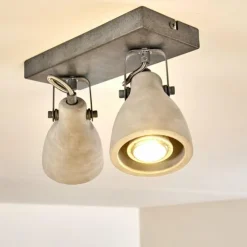 hofstein Spots Et Projecteurs|Plafonnier Lomma Gris, 2 lumières