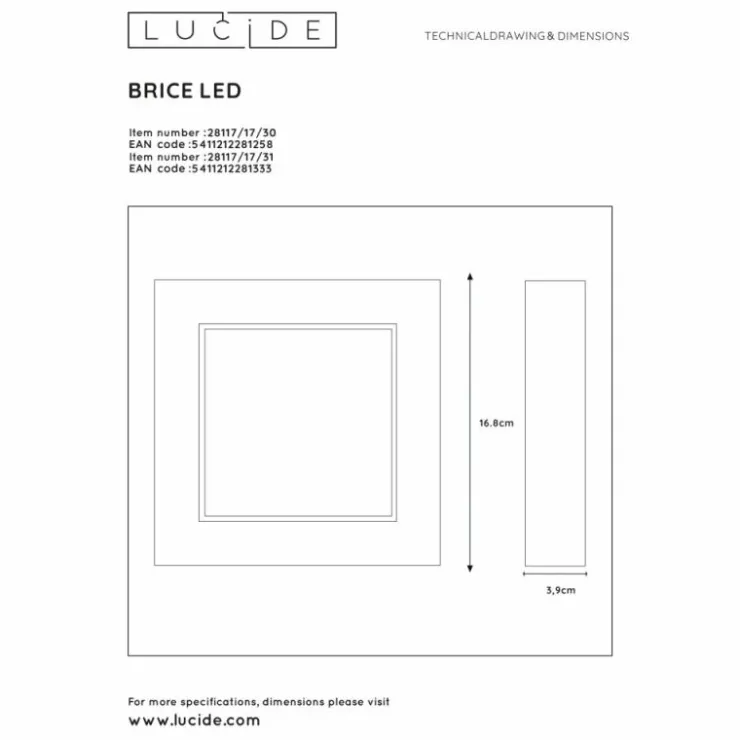 Luminaires Lucide Éclairage Led|Plafonnier Lucide BRICE LED Blanc, 1 lumière