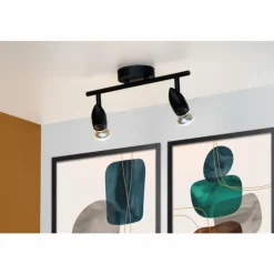 Luminaires Lucide Spots Et Projecteurs|Plafonnier Lucide CARO Noir, 2 lumières