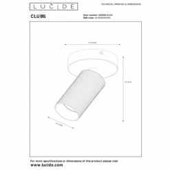 Luminaires Lucide Spots Et Projecteurs|Plafonnier Lucide CLUBS Blanc, 1 lumière