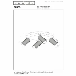 Luminaires Lucide Spots Et Projecteurs|Plafonnier Lucide CLUBS Noir, 4 lumières