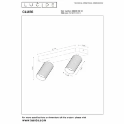 Luminaires Lucide Spots Et Projecteurs|Plafonnier Lucide CLUBS Noir, 2 lumières