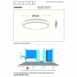 Luminaires Lucide Éclairage Led|Plafonnier Lucide DASHER LED Noir, 1 lumière, Détecteur de mouvement