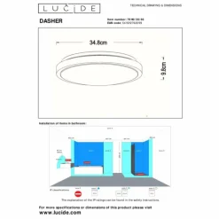 Luminaires Lucide Éclairage Led|Plafonnier Lucide DASHER LED Noir, 1 lumière, Détecteur de mouvement