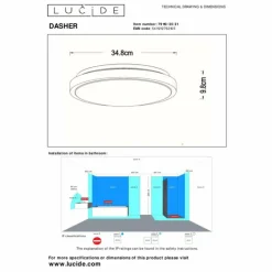 Luminaires Lucide Éclairage Led|Plafonnier Lucide DASHER LED Blanc, 1 lumière, Détecteur de mouvement