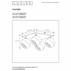Luminaires Lucide Plafonniers|Plafonnier Lucide FAVORI Noir, 4 lumières