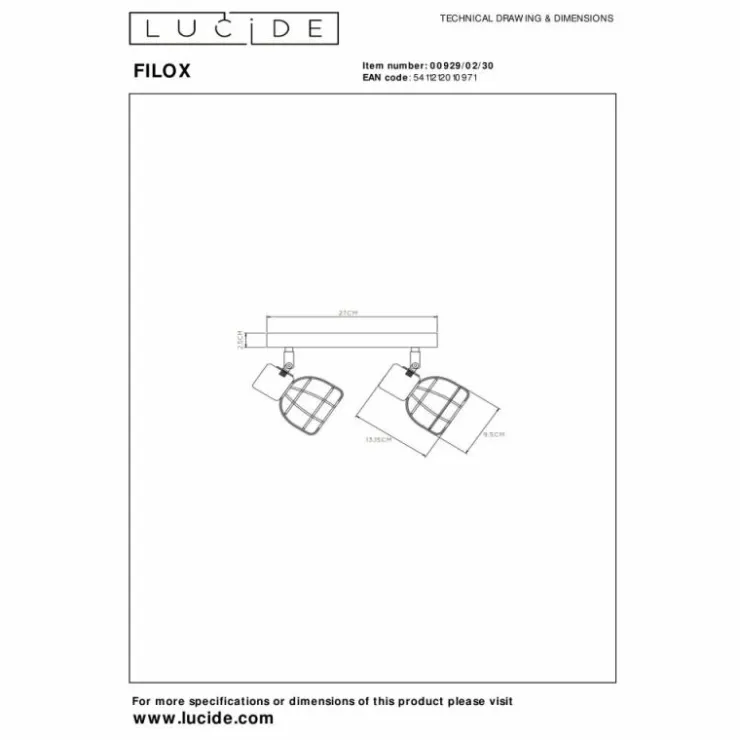 Luminaires Lucide Spots Et Projecteurs|Plafonnier Lucide FILOX Noir, 2 lumières