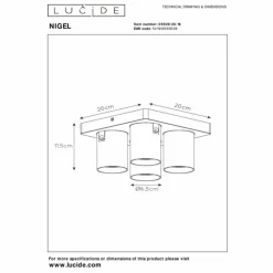 Luminaires Lucide Éclairage Led|Plafonnier Lucide NIGEL LED Acier inoxydable, Noir, 4 lumières