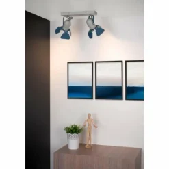 Luminaires Lucide Plafonniers|Plafonnier Lucide PICTO Bleu, Gris, 2 lumières