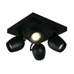 Luminaires Lucide Spots Et Projecteurs|Plafonnier Lucide PRESTON Noir, 4 lumières