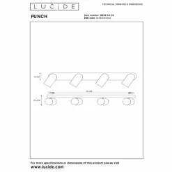 Luminaires Lucide Spots Et Projecteurs|Plafonnier Lucide PUNCH Noir, 4 lumières
