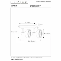 Luminaires Lucide Spots Et Projecteurs|Plafonnier Lucide SENSAS Noir, 2 lumières