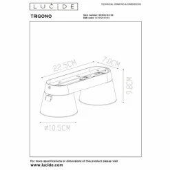 Luminaires Lucide Spots Et Projecteurs|Plafonnier Lucide TRIGONO Noir, 2 lumières
