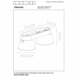 Luminaires Lucide Spots Et Projecteurs|Plafonnier Lucide TRIGONO Noir, 2 lumières
