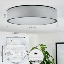 hofstein Éclairage Led|Plafonnier Maho LED Aluminium, 1 lumière