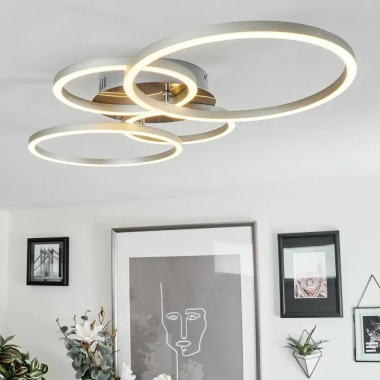 Luminaires Globo Lighting Éclairage Led|Plafonnier Malanje LED Nickel mat, 4 lumières