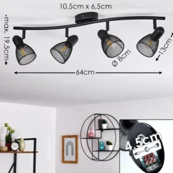 hofstein Spots Et Projecteurs|Plafonnier Malawi Noir, 4 lumières