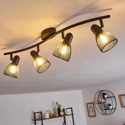 hofstein Spots Et Projecteurs|Plafonnier Malawi Noir, 4 lumières