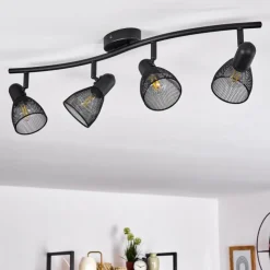 hofstein Spots Et Projecteurs|Plafonnier Malawi Noir, 4 lumières