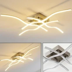 hofstein Éclairage Led|Plafonnier Mapleton LED Nickel mat, 4 lumières