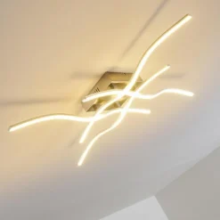hofstein Éclairage Led|Plafonnier Mapleton LED Nickel mat, 4 lumières