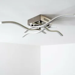 hofstein Éclairage Led|Plafonnier Mapleton LED Nickel mat, 4 lumières