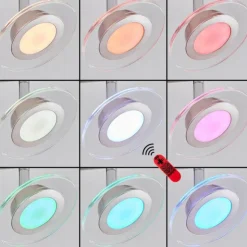 hofstein Spots Et Projecteurs|Plafonnier Marsen LED Chrome, Nickel mat, 4 lumières, Télécommandes, Changeur de couleurs