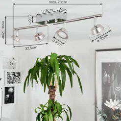 hofstein Spots Et Projecteurs|Plafonnier Marsen LED Chrome, Nickel mat, 4 lumières, Télécommandes, Changeur de couleurs