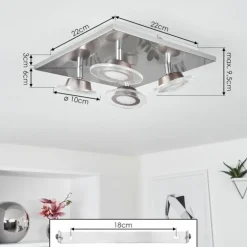 hofstein Éclairage Led|Plafonnier Marsen LED Nickel mat, 4 lumières, Télécommandes, Changeur de couleurs