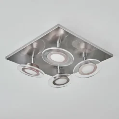 hofstein Éclairage Led|Plafonnier Marsen LED Nickel mat, 4 lumières, Télécommandes, Changeur de couleurs