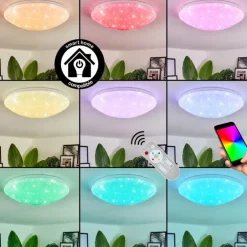 Plafonnier Melres LED Blanc, 1 lumière, Télécommandes
