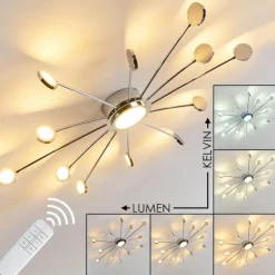 hofstein Éclairage Led|Plafonnier Mirror LED Chrome, 1 lumière, Télécommandes