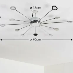 hofstein Éclairage Led|Plafonnier Mirror LED Chrome, 1 lumière, Télécommandes