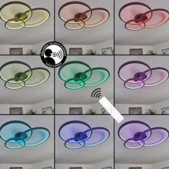 Plafonnier Moemoto LED Anthracite, 1 lumière, Télécommandes