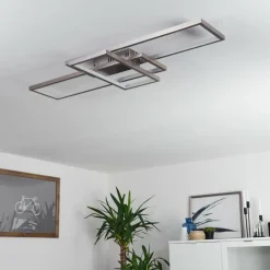 Plafonnier Momahaki LED Nickel mat, 1 lumière, Télécommandes