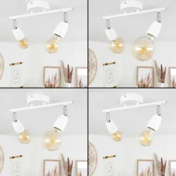 hofstein Spots Et Projecteurs|Plafonnier Musland Chrome, Blanc, 2 lumières