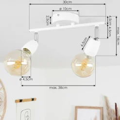 hofstein Spots Et Projecteurs|Plafonnier Musland Chrome, Blanc, 2 lumières