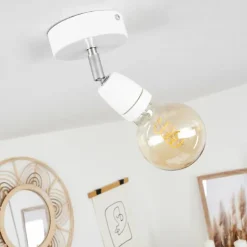 hofstein Spots Et Projecteurs|Plafonnier Musland Chrome, Blanc, 1 lumière