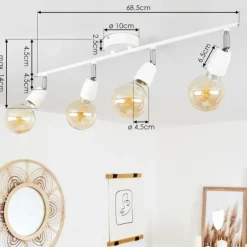 hofstein Spots Et Projecteurs|Plafonnier Musland Chrome, Blanc, 4 lumières