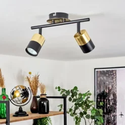 hofstein Spots Et Projecteurs|Plafonnier Neftenbach Laiton, Noir, 2 lumières