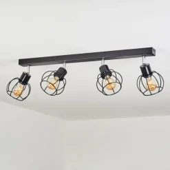 hofstein Spots Et Projecteurs|Plafonnier Orkanger Noir, 4 lumières