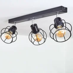 hofstein Spots Et Projecteurs|Plafonnier Orkanger Noir, 3 lumières
