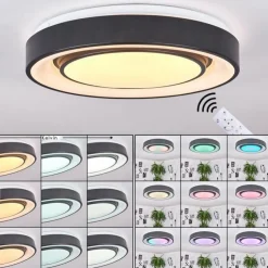 hofstein Éclairage Led|Plafonnier Page LED Noir, Blanc, 2 lumières, Télécommandes, Changeur de couleurs