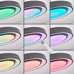 hofstein Éclairage Led|Plafonnier Page LED Noir, Blanc, 2 lumières, Télécommandes, Changeur de couleurs